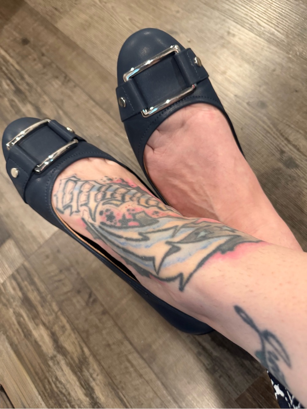 Women’s Elegant Professional Navy Workwear Ballet Flats - Silver Hardware